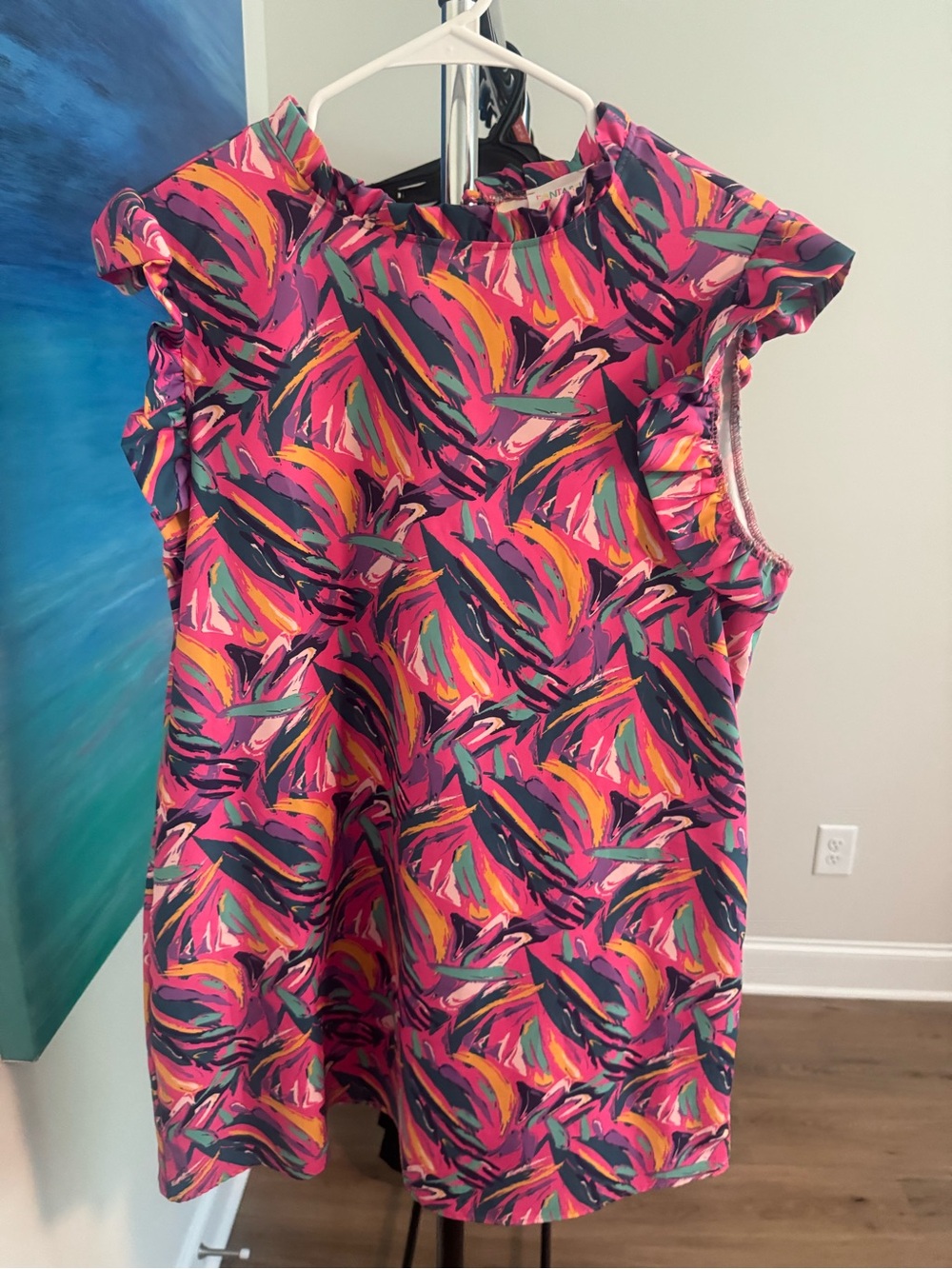 Fantastic Fawn Bright Multicolor Tropical Print Top